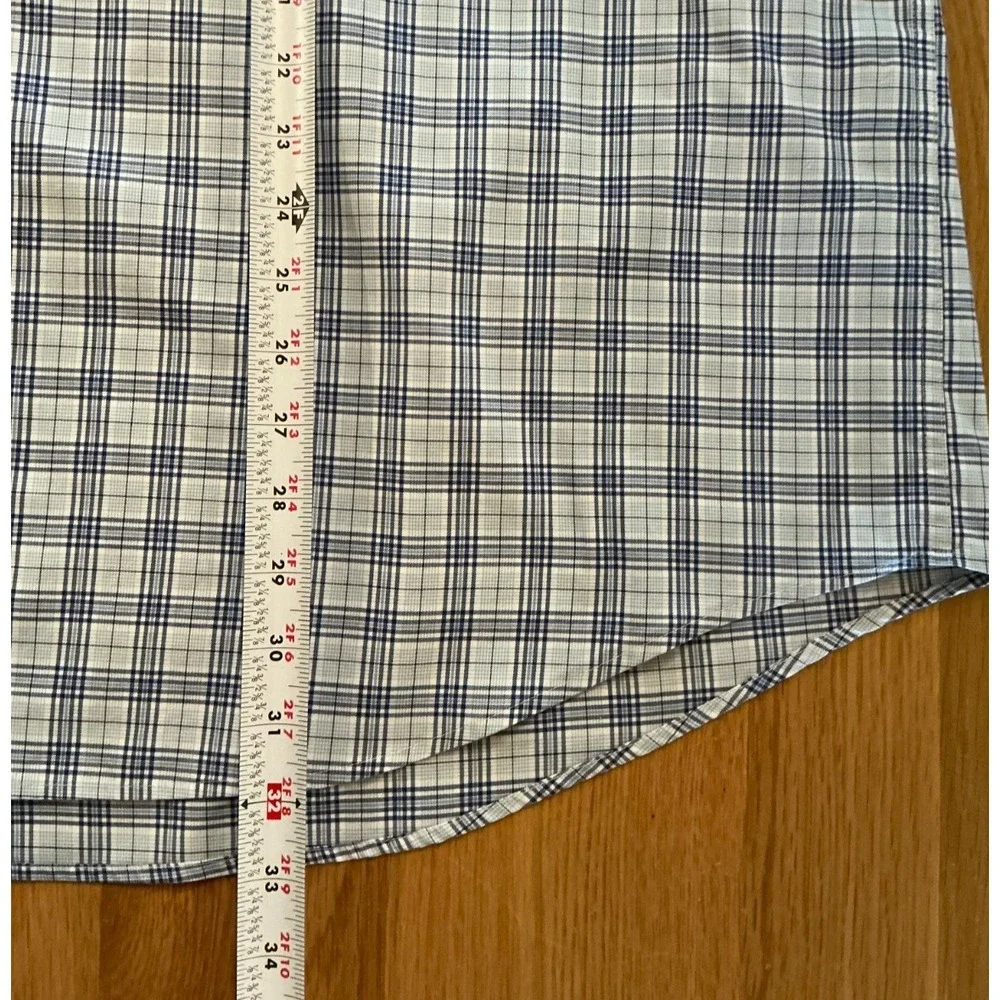 Peter Millar‎ XXL Blue Plaid Long Sleeve Button Down Shirt Cotton Stretch